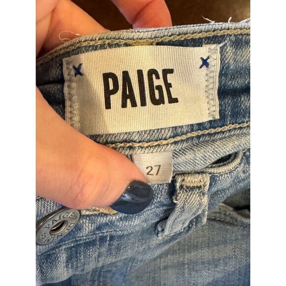 Paige Jeans Women 27 Blue Light Wash‎ Denim Distressed Atley Ankle Flare Leg - Picture 8 of 11